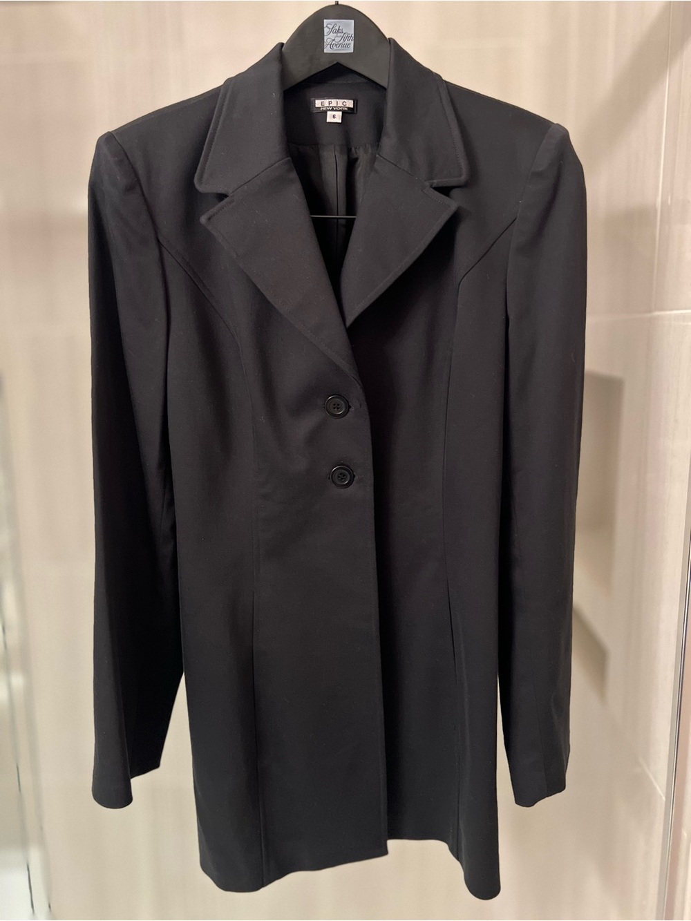 EPIC New York Black Longline Two-Button Tailored Blazer Jacket Size 6